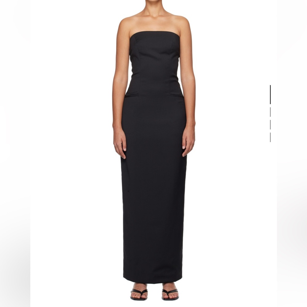 Olenich Black Straight Neck Maxi Dress